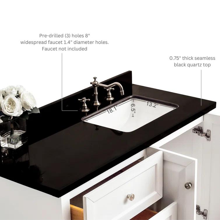 Hannah 48'' Single Bathroom Vanity with Quartz Top