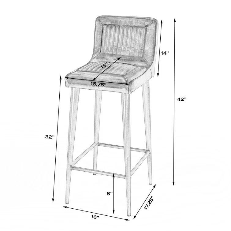 Butler Modern Maxwell Black Leather Bar Stool 4347034