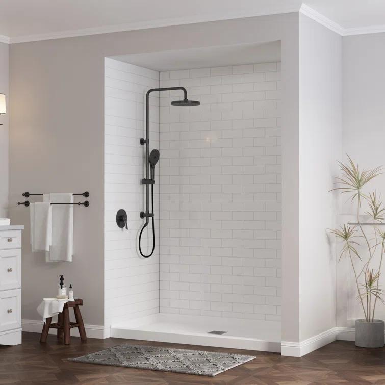 CASAINC CABR2501WH6032L GranVía 60"W X 32"D Single Threshold Shower Base Anti-Slip Shower Pan, Drain Assembly & Drain Cover Included