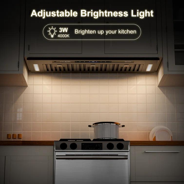 36 In. 900 Cfm Insert Range Hood In Black Stainless Steel With Dishwasher Filter