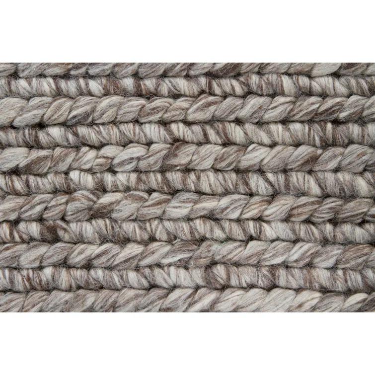 Hand-Woven Brown Wool Braided Shag Rug 7'9" x 10'6"