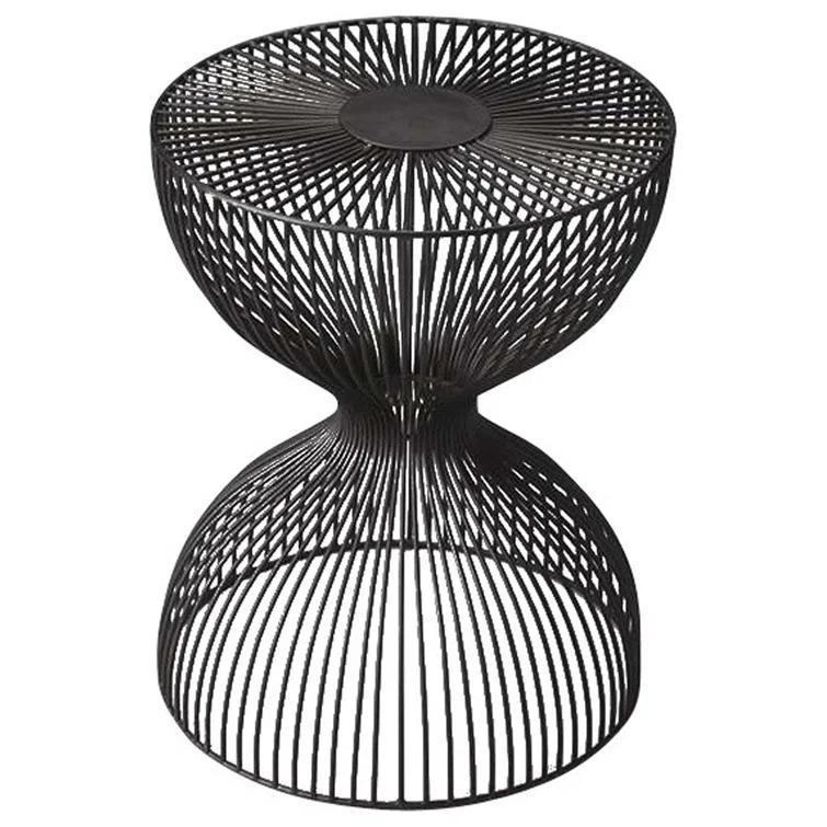 Nicholas 14 in. W Black Round Iron End Table