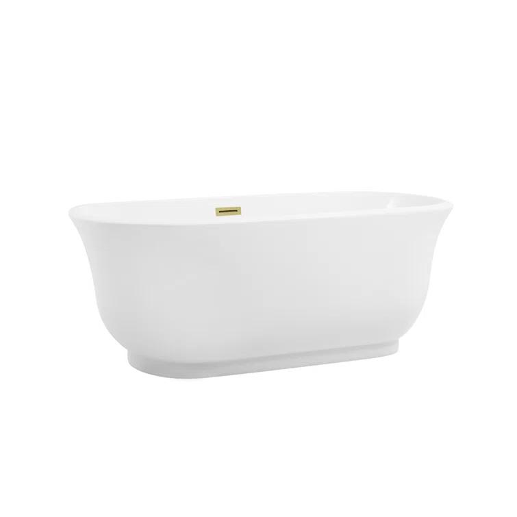Elegant Kitchen and Bath Elegant Kitchen and Bath 59 Inch Soaking Bathtub with Polished White Trim BT10259GW-BGD