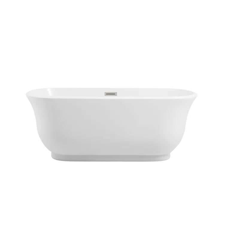 Elegant Kitchen and Bath 59 Inch Soaking Bathtub with Polished White Trim