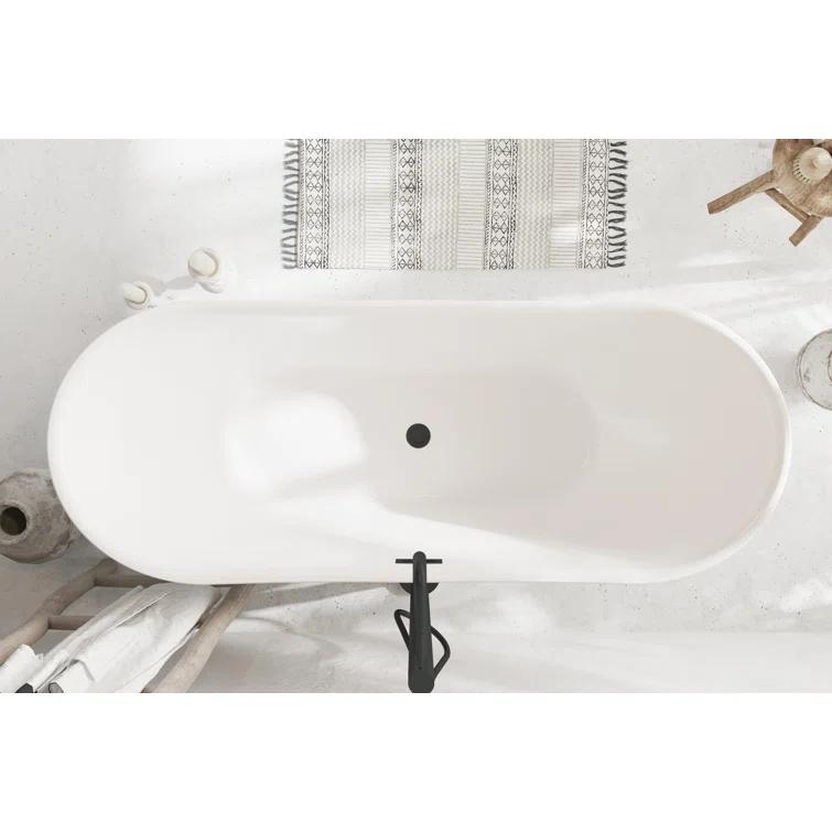 Living District 67 Inch Bathtub in Glossy White with Trim BT30467GW-MBK