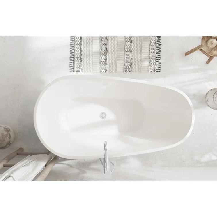 59 Inch Bathtub in Glossy White with Trim
