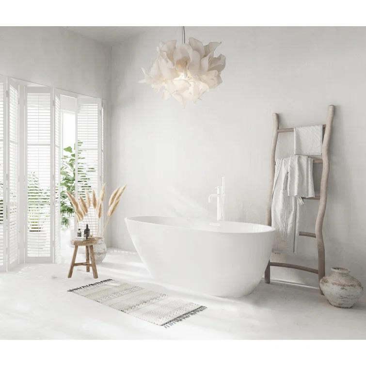 59 Inch Bathtub in Glossy White with Trim