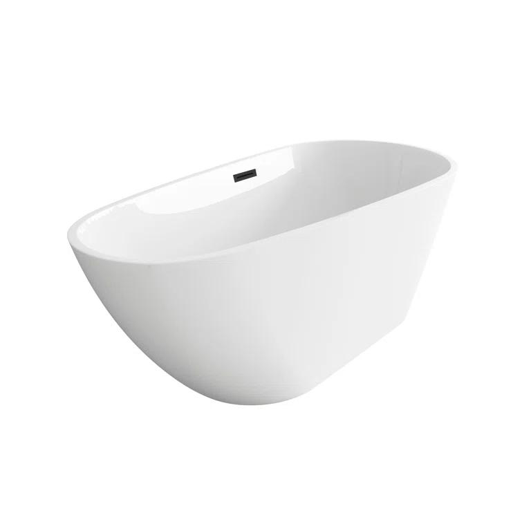 Elegant Kitchen and Bath 59 inch Bathtub in Glossy White with Matte Black Trim