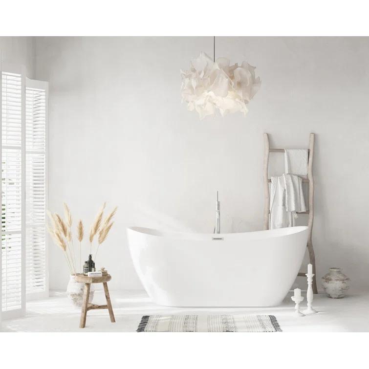 Living District 67 Inch Bathtub in Glossy White with Trim BT30467GW-BNK