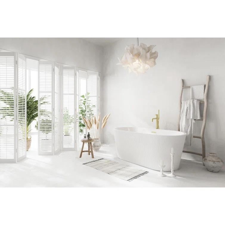 Living District 59 Inch Bathtub in Glossy White with Trim BT30759GW-BGD