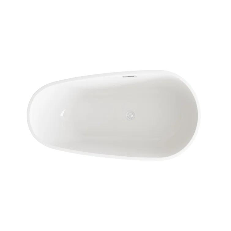 59 Inch Bathtub in Glossy White with Trim