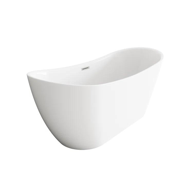 Living District 67 Inch Bathtub in Glossy White with Trim BT30467GW-BNK