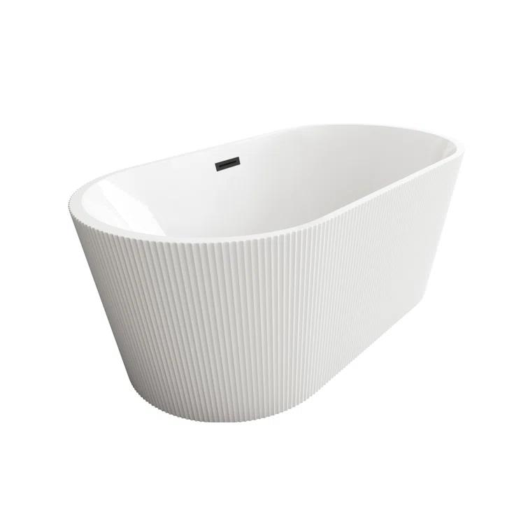 59 Inch Bathtub in Glossy White with Trim