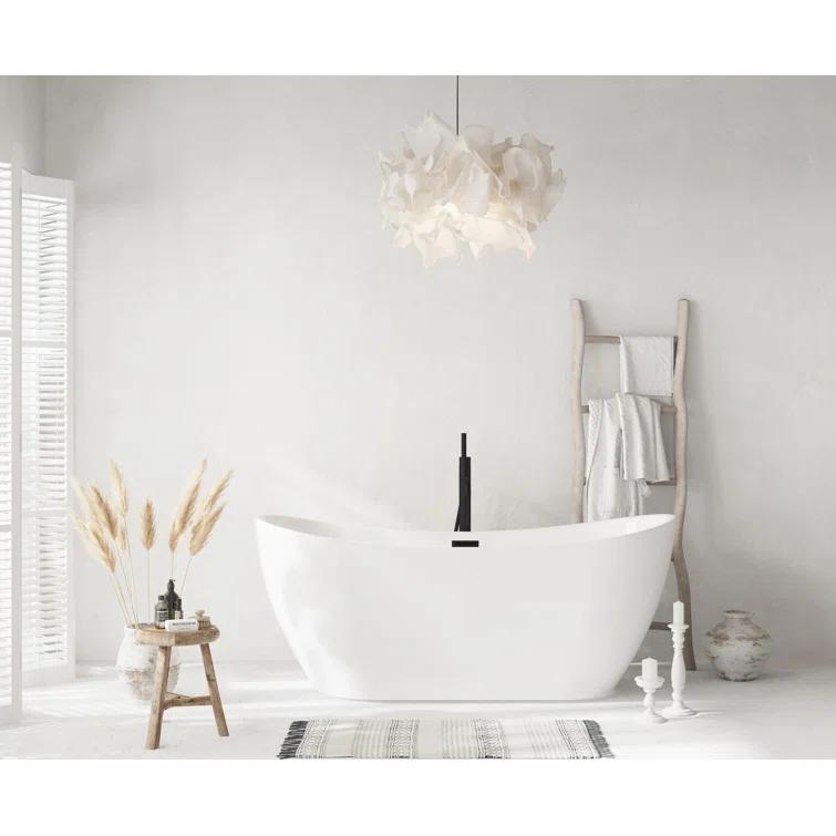 Living District 67 Inch Bathtub in Glossy White with Trim BT30467GW-MBK