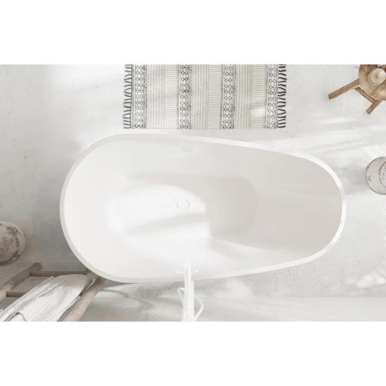 59 Inch Bathtub in Glossy White with Trim
