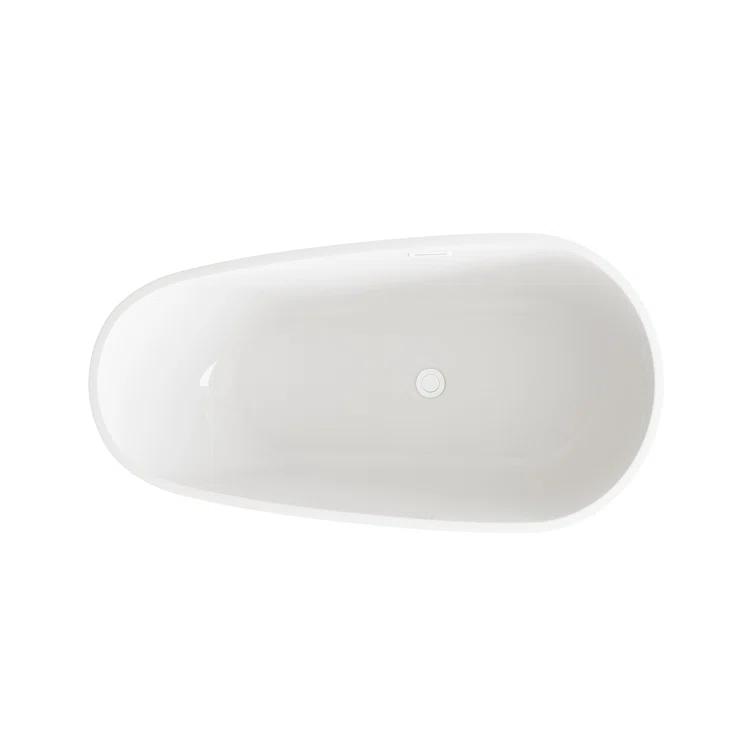 59 Inch Bathtub in Glossy White with Trim