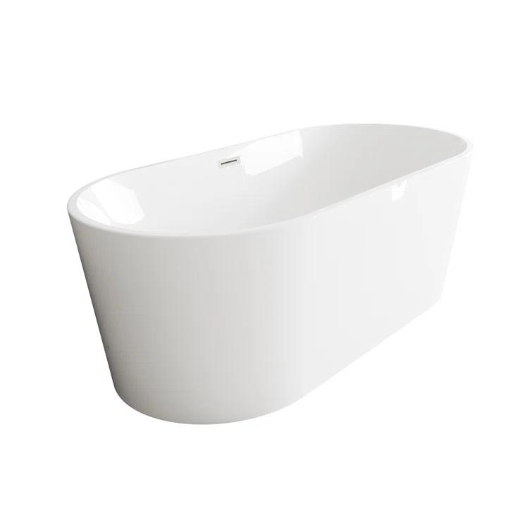 Living District 67 Inch Bathtub in Glossy White with Trim BT30167GW-BNK