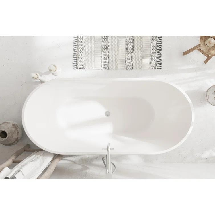 Living District 67 Inch Bathtub in Glossy White with Trim BT30167GW-BNK