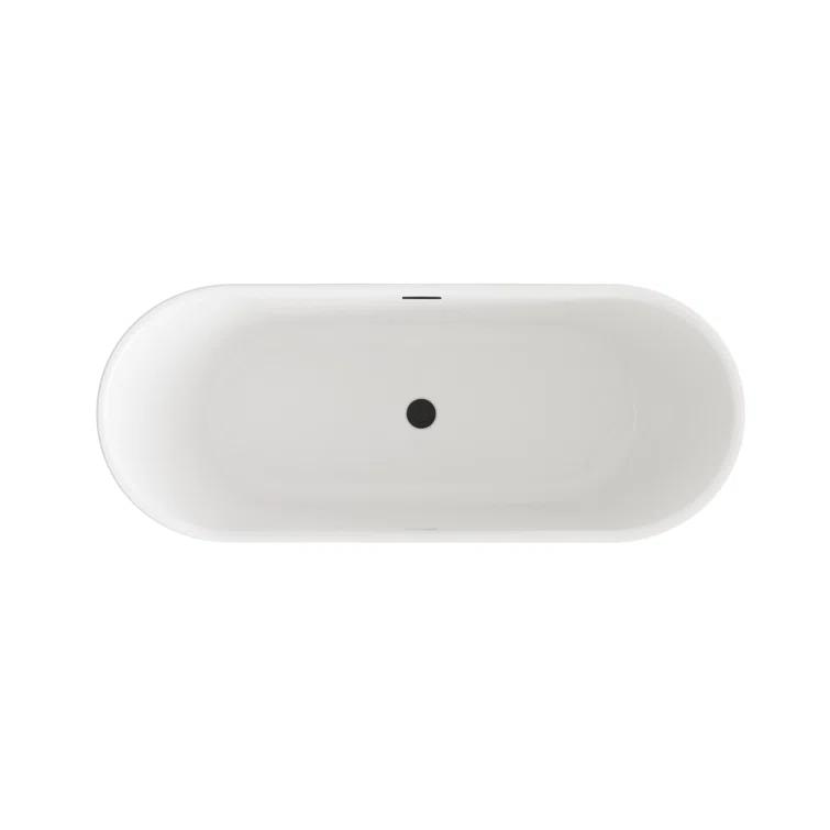 Living District 67 Inch Bathtub in Glossy White with Trim BT30467GW-MBK
