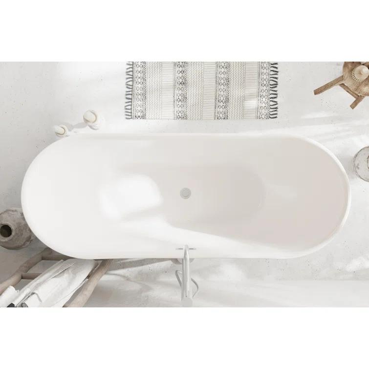 Living District 67 Inch Bathtub in Glossy White with Trim BT30467GW-BNK