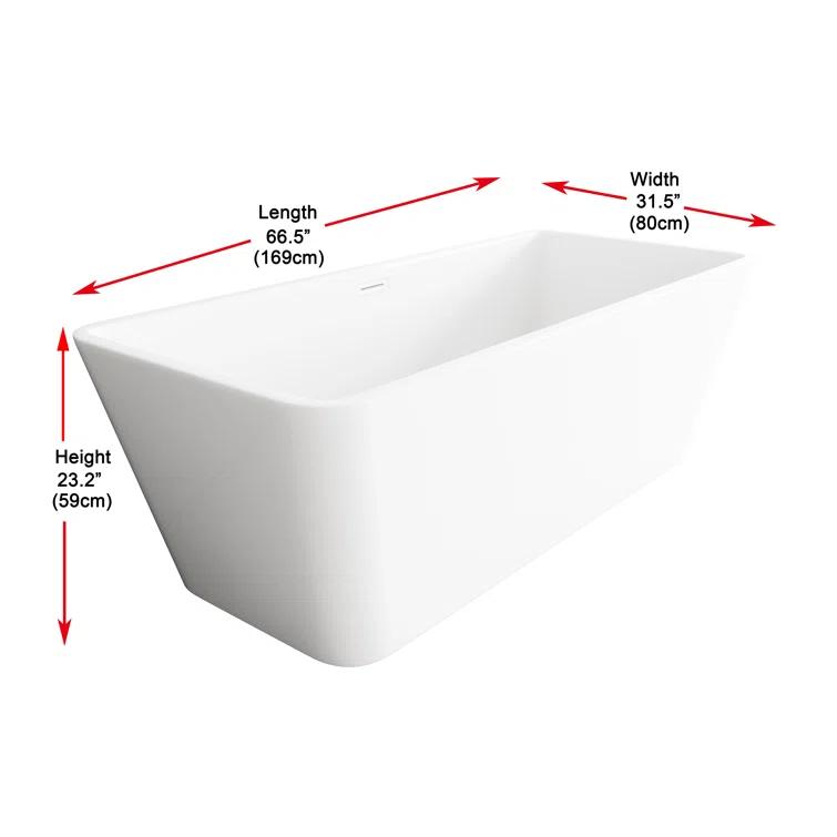 Elegant Kitchen and Bath Bañera de 67 Pulgadas en Blanco Brillante con Ribete Blanco Pulido