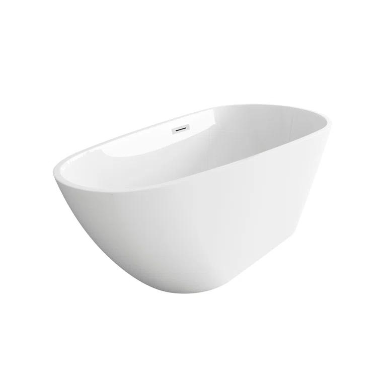 59 Inch Bathtub in Glossy White with Trim