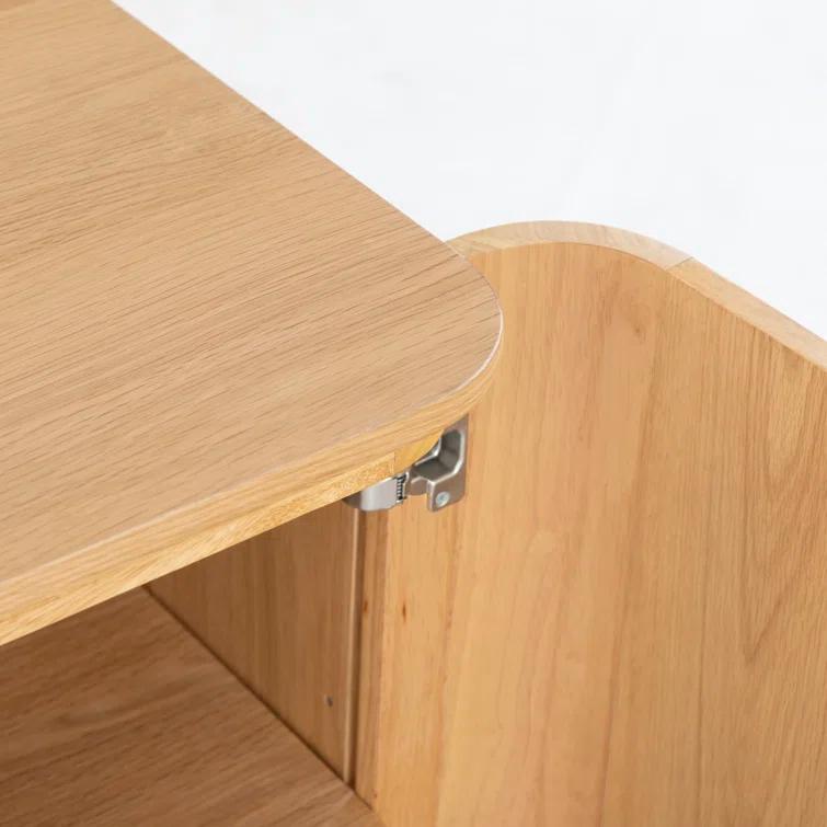 Natural Rubberwood 4-Door Sideboard with Zinc Details