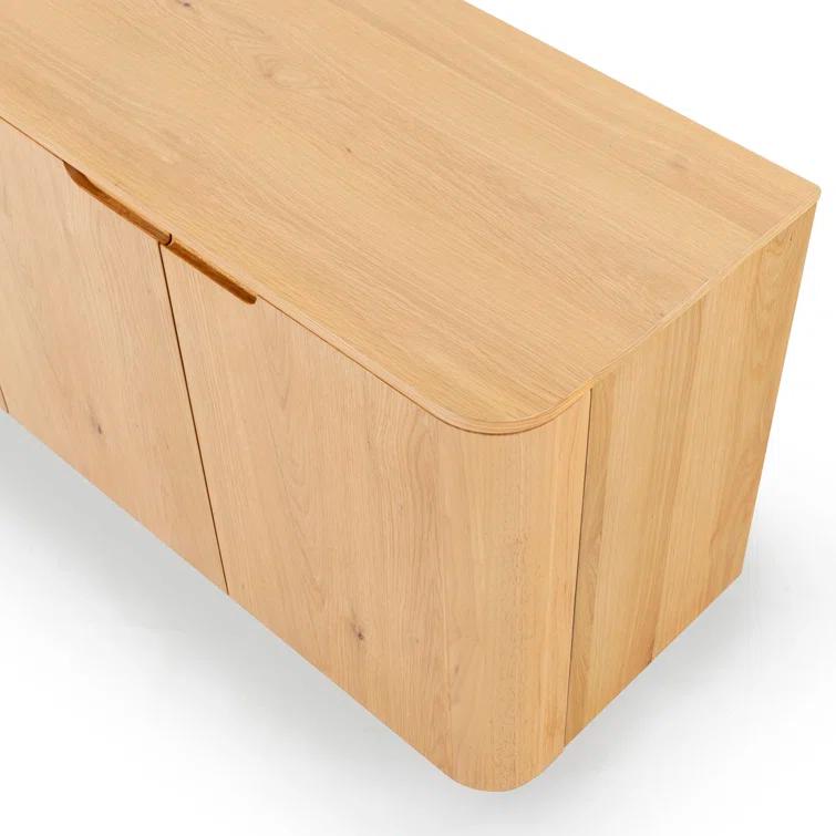 Natural Rubberwood 4-Door Sideboard with Zinc Details