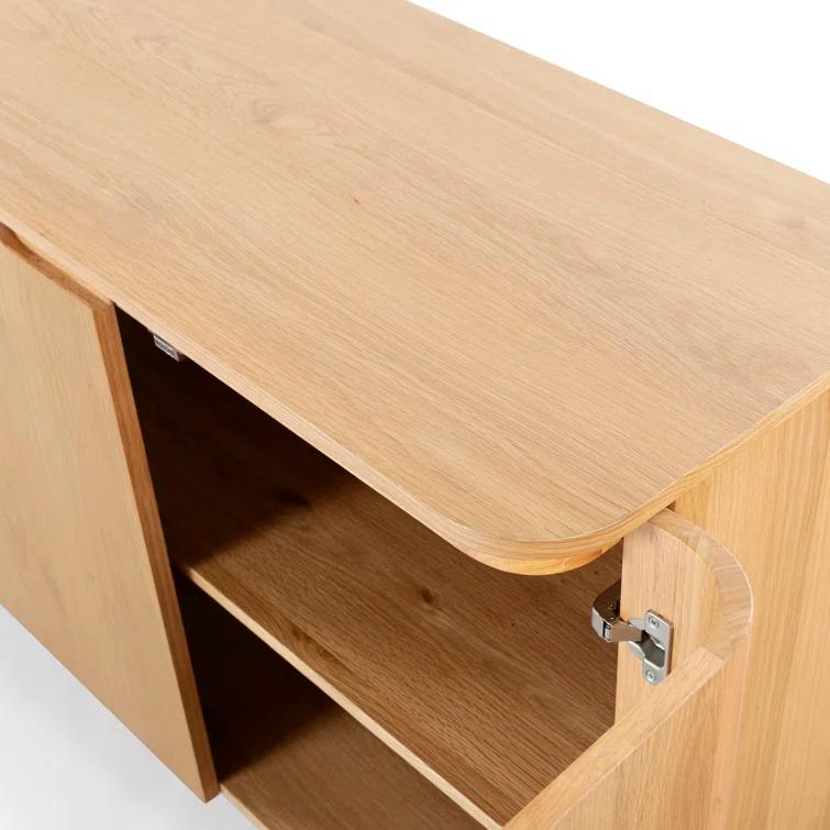 Natural Rubberwood 4-Door Sideboard with Zinc Details