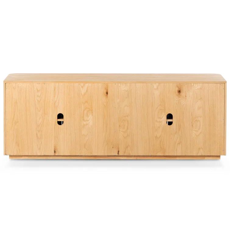 Natural Rubberwood 4-Door Sideboard with Zinc Details