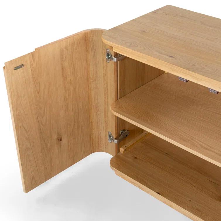 Natural Rubberwood 4-Door Sideboard with Zinc Details