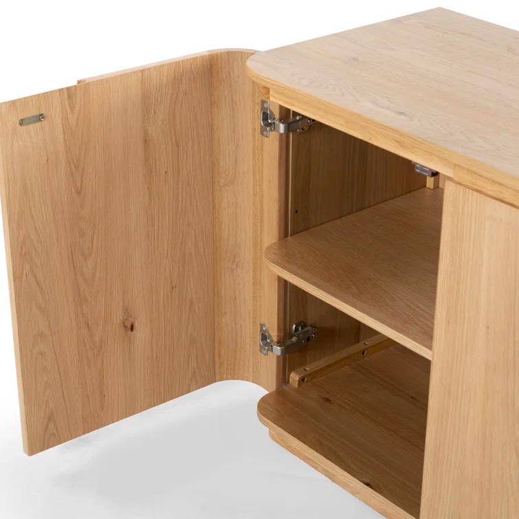 Natural Rubberwood 4-Door Sideboard with Zinc Details