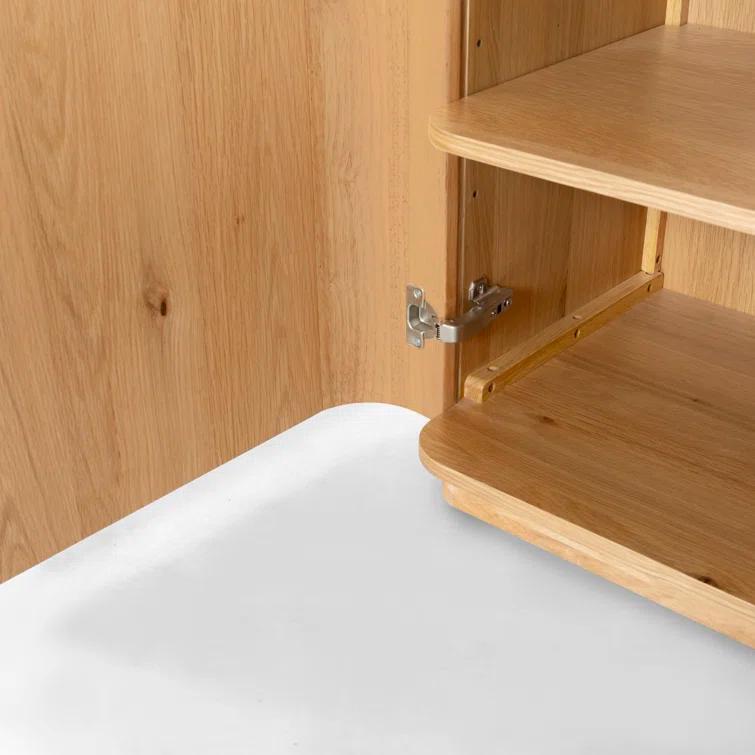 Natural Rubberwood 4-Door Sideboard with Zinc Details