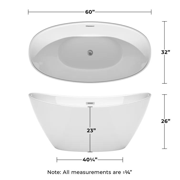 Dorrit 60" x 32" Freestanding Soaking Acrylic Bathtub with Faucet