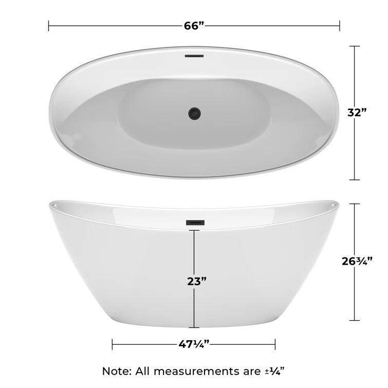 Dorrit 66" x 32" Freestanding Soaking Acrylic Bathtub