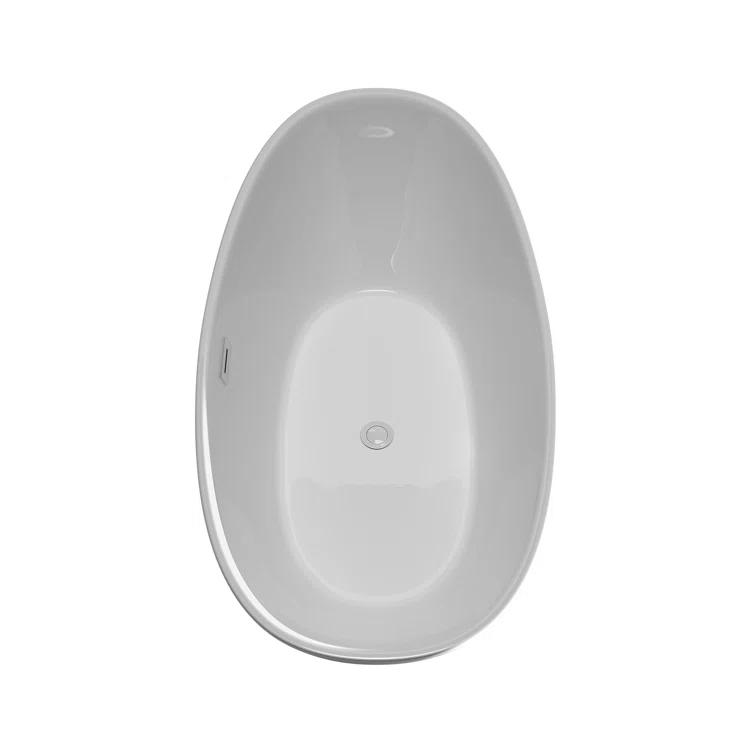 Wyndham Collection WCBTE652060SWATPPC Dorrit 60" x 32" Freestanding Soaking Acrylic Bathtub with Faucet