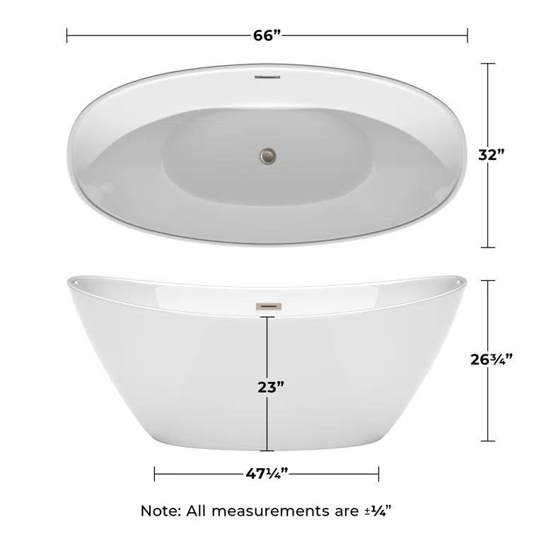 Dorrit 66" x 32" Freestanding Soaking Acrylic Bathtub