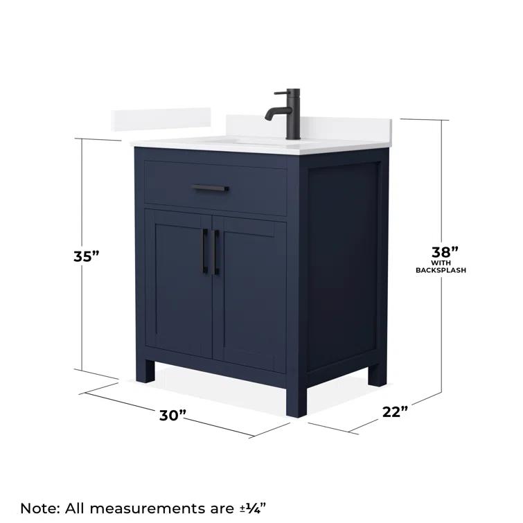 Wyndham Collection Beckett 30" Freestanding Single Bathroom Vanity with Quartz Top