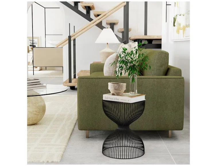Nicholas 14 in. W Black Round Iron End Table