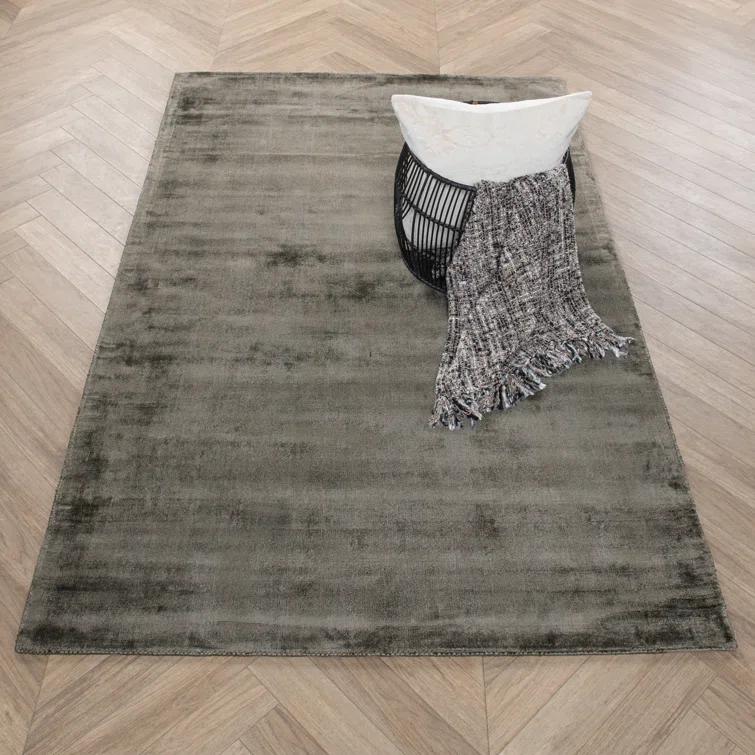Cameron Hand-Woven Charcoal Wool and Viscose Area Rug