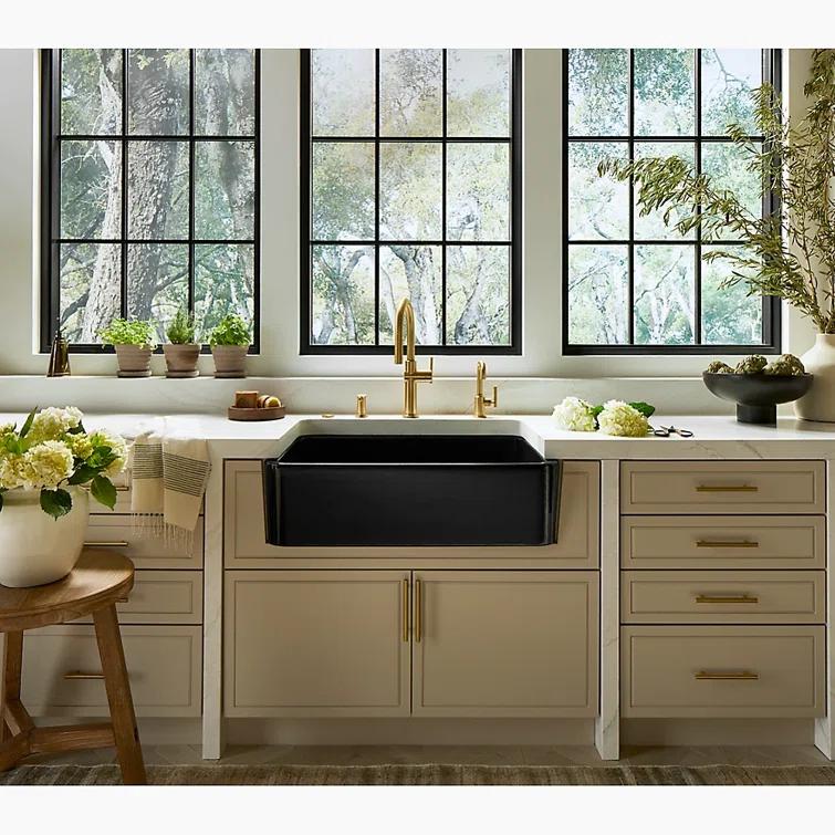 Ironridge 34" Undermount Single-Bowl Farmhouse Cast Iron Kitchen Sink with Apron Front