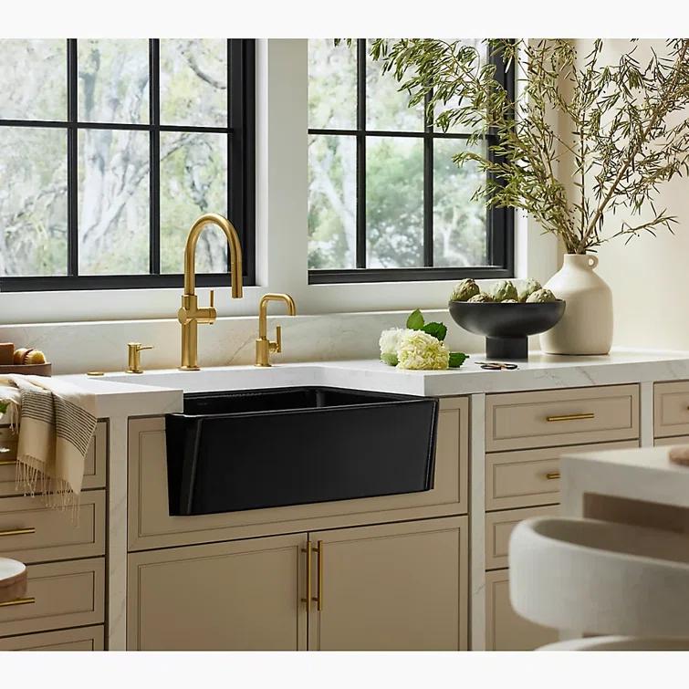 Ironridge 34" Undermount Single-Bowl Farmhouse Cast Iron Kitchen Sink with Apron Front