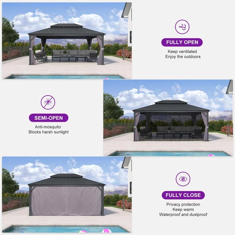 Purple Leaf 13' X 17' Hardtop Gazebo Aluminum Gazebo