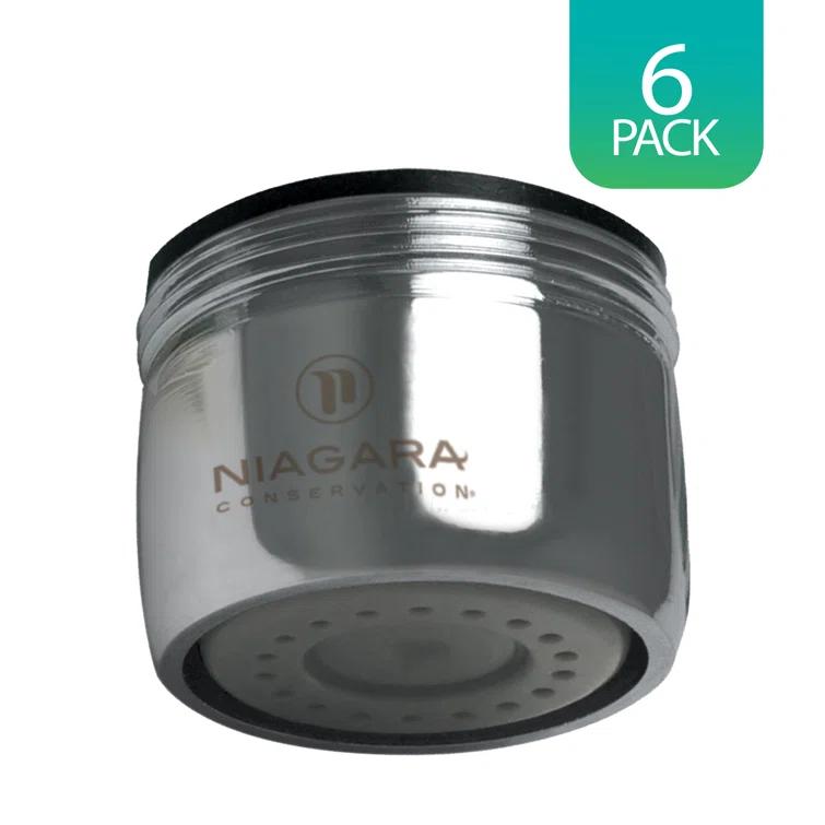 Niagara Conservation N3210N-PC-TU 1-Spray 1 GPM .94-in. Pressure-Compensating Needle-Spray Faucet Aerator Chrome, 6-Pack | Bathroom Sink and Kitchen Sink Aerator for Home Improvement