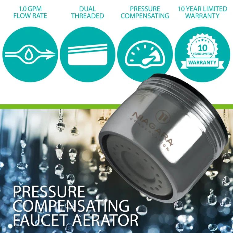 Niagara Conservation N3210N-PC-TU 1-Spray 1 GPM .94-in. Pressure-Compensating Needle-Spray Faucet Aerator Chrome, 6-Pack | Bathroom Sink and Kitchen Sink Aerator for Home Improvement