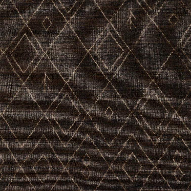 Espresso Hand-Knotted Wool and Cotton Moroccan Area Rug, 9' x 12'