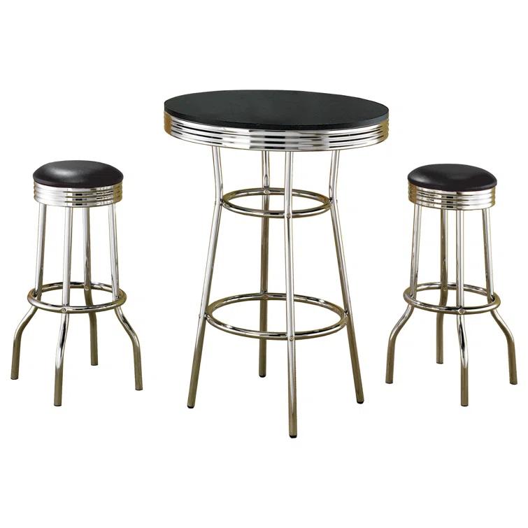 Retro 3-Piece Round 1950S Bistro Pub Bar Table Set