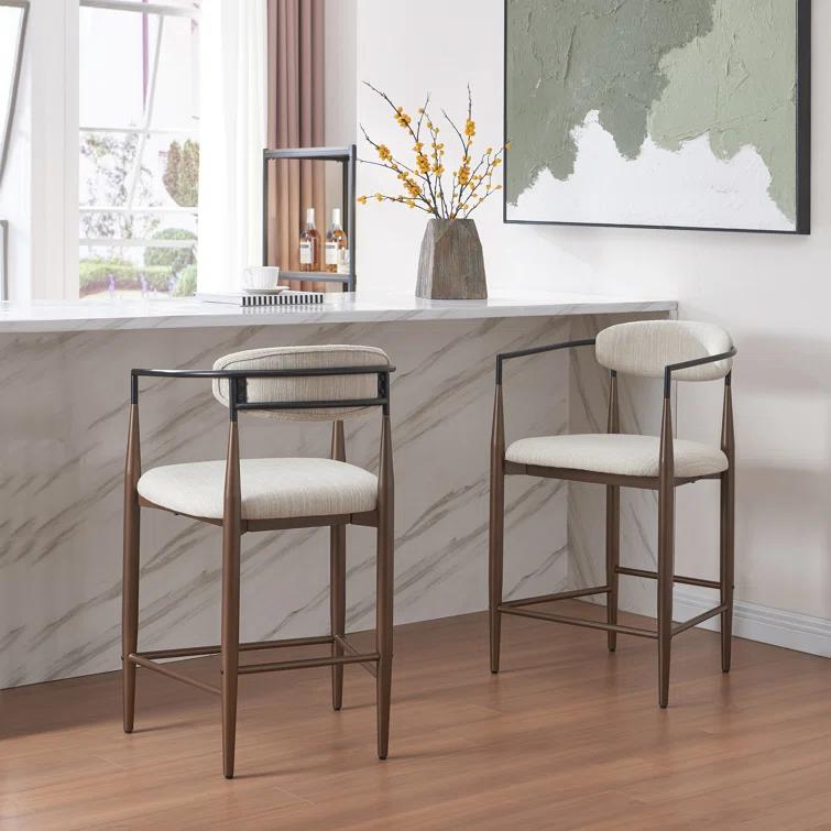 Willa Arlo™ Interiors Maconay Upholstered Counter Stool with Metal Frame (Set of 2)