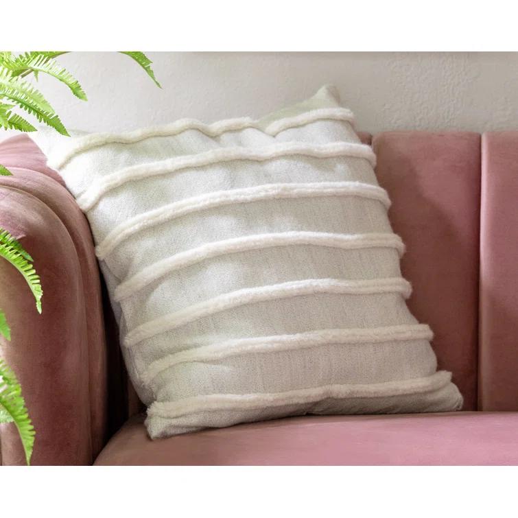 Park Hill Collection Texture Stripe Alpaca Wool Square Pillow Cover