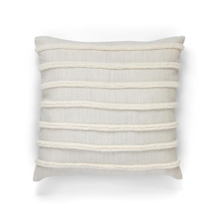 Park Hill Collection Texture Stripe Alpaca Wool Square Pillow Cover